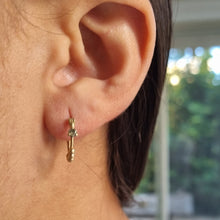 Load image into Gallery viewer, Unique 18K Gold Earrings featuring Grey Diamonds and Beaded Texture, perfect for the modern alternative bride.