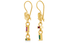 Load image into Gallery viewer, Hanging  Earrings baguette Ruby&Emerald