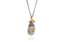 Load image into Gallery viewer, 18k Gold & Oxidized Silver Necklace set with Yellow Sapphire, Ruby, Emerald & Tsavorite