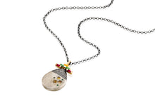 Load image into Gallery viewer, 18k Gold & Oxidized Silver Necklace set with Yellow Sapphire, Ruby, Emerald & Tsavorite