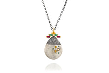 Load image into Gallery viewer, 18k Gold & Oxidized Silver Necklace set with Yellow Sapphire, Ruby, Emerald & Tsavorite