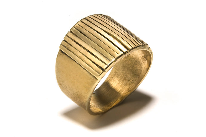 Alternative Unique Wide Wedding Ring in 14k Gold