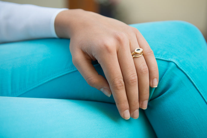 Wedding Ring Set Blue Sapphire