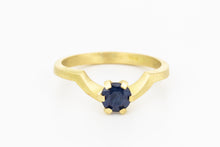 Load image into Gallery viewer, Unique Blue Sapphire Solitaire Ring - 0.5ct in 18k Gold