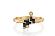 Load image into Gallery viewer, 18k Rectangle Blue Sapphire &amp; Diamond