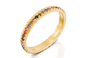 18k Engagement Ring with Multi Color Sapphire