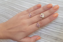 Load image into Gallery viewer, Unique Purple Sapphire Ring - 18k Gold with Champagne Diamonds