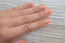 Load image into Gallery viewer, Unique Purple Sapphire Ring - 18k Gold with Champagne Diamonds