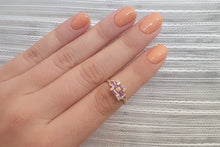 Load image into Gallery viewer, Unique Purple Sapphire Ring - 18k Gold with Champagne Diamonds