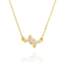 Load image into Gallery viewer, 18k Solid Gold Geometric Diamond Bar Necklace Hand Textured White Diamond Artisan Fine Jewelry