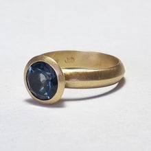 Load image into Gallery viewer, Dainty Solitaire Blue Topaz Ring  18k Gold