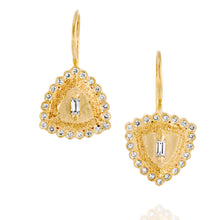 Load image into Gallery viewer, 18k  Diamond  Dangle Earrings Textured Fine Modern Ethnic Jewelry