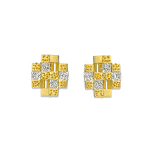 Load image into Gallery viewer, Geometric 18K Gold  Diamond Stud Earrings  Textured Cluster