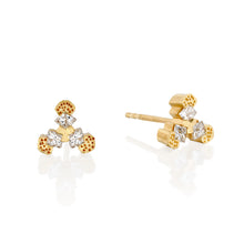 Load image into Gallery viewer, Modern Geometric Diamond Stud Earrings in 18K Gold – Minimal Fine Jewelry Gift for Women