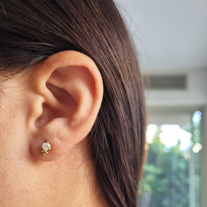 Milky & yellow brownish Diamonds Stud Earrings 18k