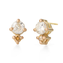 Load image into Gallery viewer, Milky &amp; yellow brownish Diamonds Stud Earrings 18k