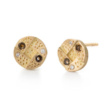 Load image into Gallery viewer, Diamomds Gold Stud Earrings 18k Gold