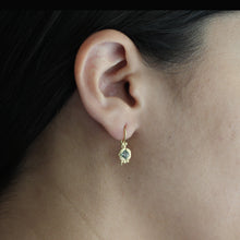 Load image into Gallery viewer, Solid 18K Yellow Gold Dangle Earrings with Green Sapphire