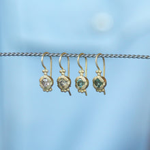 Load image into Gallery viewer, Solid 18K Yellow Gold Dangle Earrings with Green Sapphire