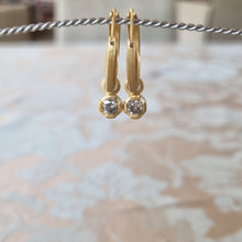 Load image into Gallery viewer, Hoop Earring Gold set with Salt and Pepper Diamonds