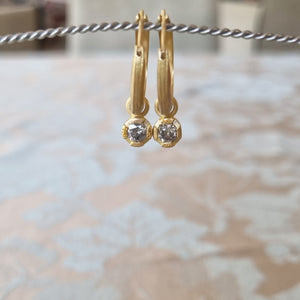 Hoop Earring Gold set with Salt and Pepper Diamonds