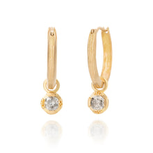 Load image into Gallery viewer, Hoop Earring Gold set with Salt and Pepper Diamonds