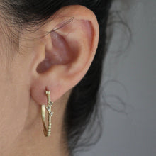 Load image into Gallery viewer, Rustic 14K Gold Salt &amp; Pepper Diamond Cluster Hoops, Alt Bride Everyday Earrings.