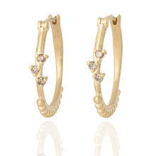 Load image into Gallery viewer, Rustic 14K Gold Salt &amp; Pepper Diamond Cluster Hoops, Alt Bride Everyday Earrings.
