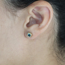 Load image into Gallery viewer, Unique 14K Gold London Blue Topaz Stud Earrings Alt Bride Jewelry.