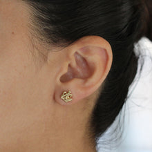 Load image into Gallery viewer, 14K Gold Sculptural  Abstract Knot Stud Earrings, Unique Statement Jewelry with Matte Finish.