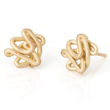 Load image into Gallery viewer, 14K Gold Sculptural  Abstract Knot Stud Earrings, Unique Statement Jewelry with Matte Finish.