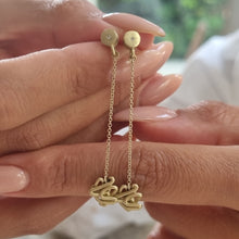 Load image into Gallery viewer, Modern Knot Drop Earrings in 14K Gold – Minimal Art Jewelry with White Diamonds