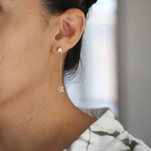 Load image into Gallery viewer, Modern Knot Drop Earrings in 14K Gold – Minimal Art Jewelry with White Diamonds