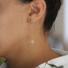 Load image into Gallery viewer, Modern Knot Drop Earrings in 14K Gold – Minimal Art Jewelry with White Diamonds