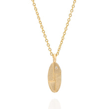 Load image into Gallery viewer, 18k Solid Gold Oval Talisman Pendant Minimalist Diamond Accent Charm  Fine Jewelry