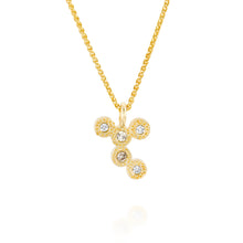 Load image into Gallery viewer, 18k Gold Diamond Cluster Necklace Champagne and White Diamonds Artisan Fine Jewelry