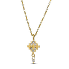 Load image into Gallery viewer, 18k Solid Gold Architectural Geometric Necklace Diamond Pendant Artisan Fine Jewelry