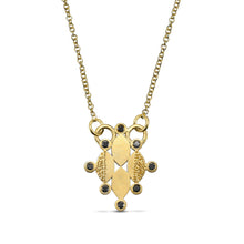 Load image into Gallery viewer, 18k  Geometric Necklace Black Diamond Shield Pendant Artisan Fine Jewelry