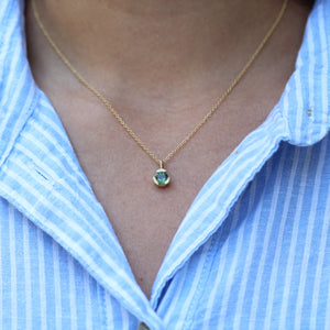 14K Yellow Gold Necklace with Green Sapphire