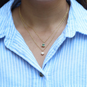 14K Yellow Gold Necklace with Green Sapphire