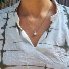 Load image into Gallery viewer, 14K Gold Cultured Pearl Necklace (8mm) with Sculptural Setting, Unique Alt Bride Jewelry