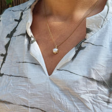 Load image into Gallery viewer, 14K Gold Cultured Pearl Necklace (8mm) with Sculptural Setting, Unique Alt Bride Jewelry