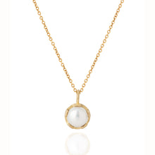 Load image into Gallery viewer, 14K Gold Cultured Pearl Necklace (8mm) with Sculptural Setting, Unique Alt Bride Jewelry