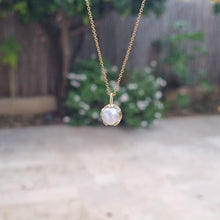 Load image into Gallery viewer, 14K Gold Cultured Pearl Necklace (8mm) with Sculptural Setting, Unique Alt Bride Jewelry