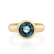 Load image into Gallery viewer, Dainty Solitaire Blue Topaz Ring  18k Gold