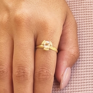 Dainty Solitaire Morganite Ring 18k Gold