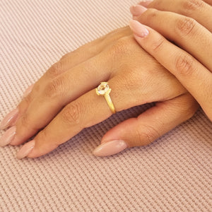 Dainty Solitaire Morganite Ring 18k Gold