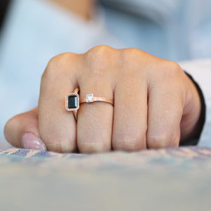 Black Spinel Solitaire Engagement Ring