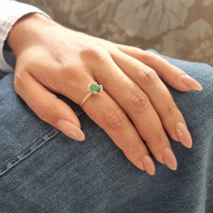 Cluster Oval Emerald Engagement Ring with diamonds 18k