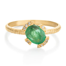 Load image into Gallery viewer, Cluster Oval Emerald Engagement Ring with diamonds 18k